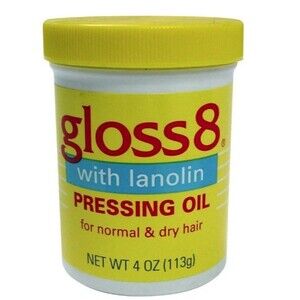 Gloss 8 Pressing Oil w/ Lanolin Normal Dry Hair Smooth Shine HTF 4 Oz (See Pics)